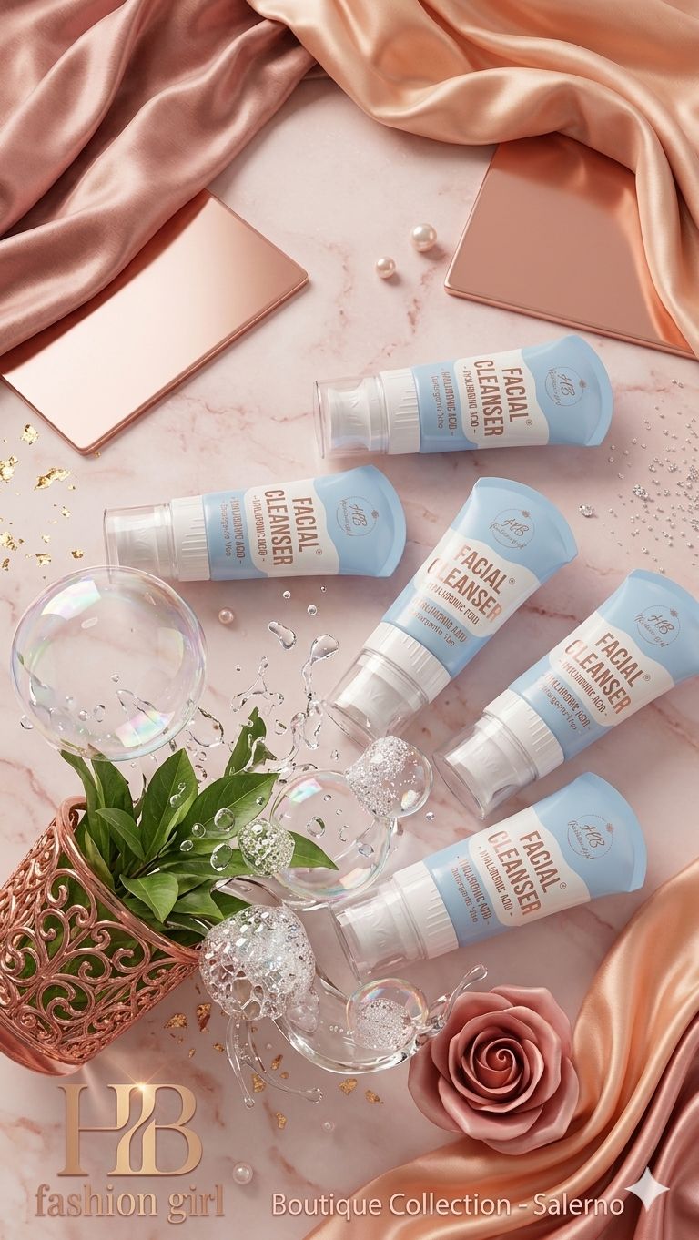 USHAS Facial Cleanser - Detergente Viso con Acido Ialuronico e Spazzola Integrata